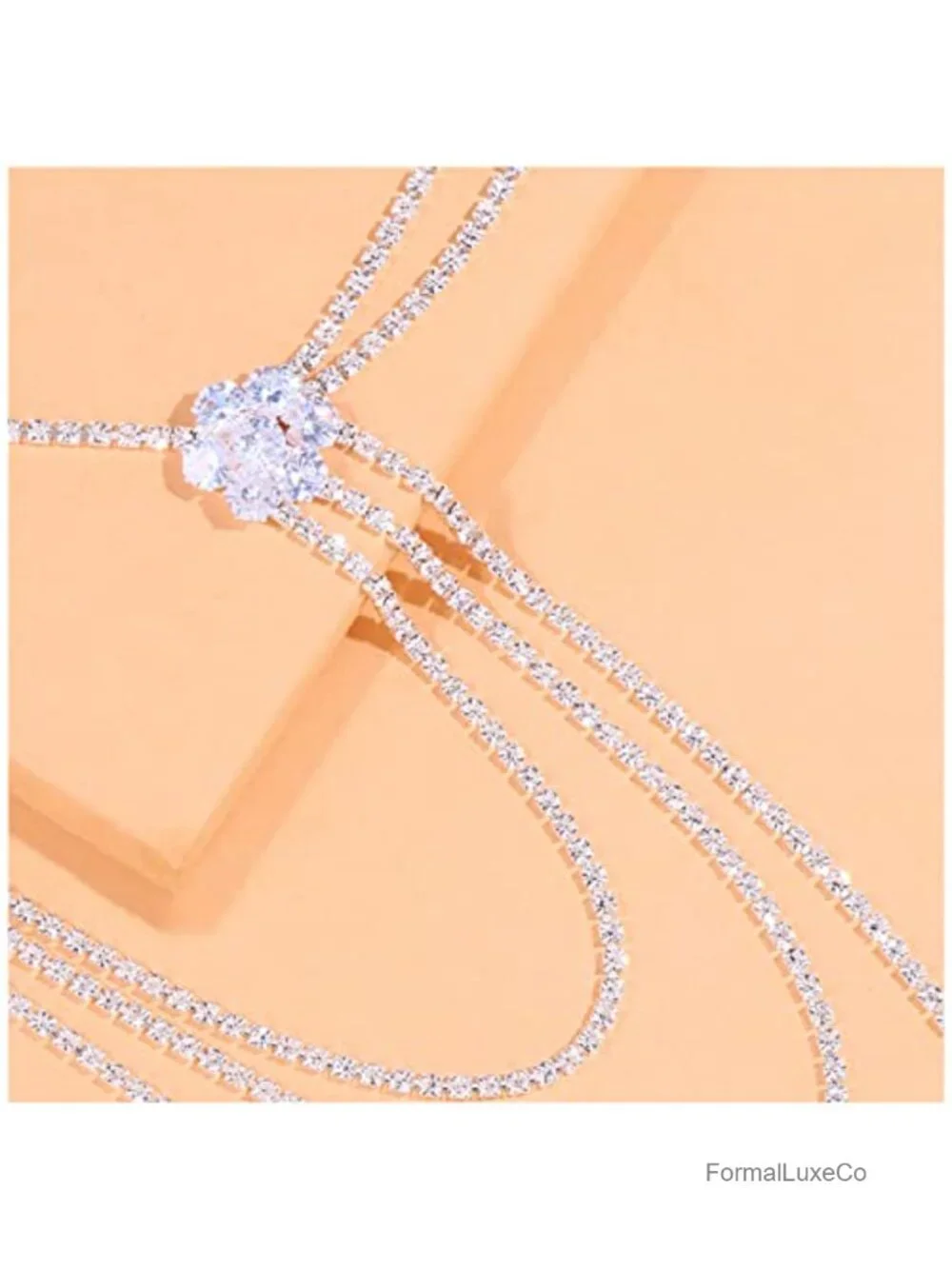 Multi-Layered Rhinestone Shoulder Chain Crystal Tassel Body Jewelry Bridal